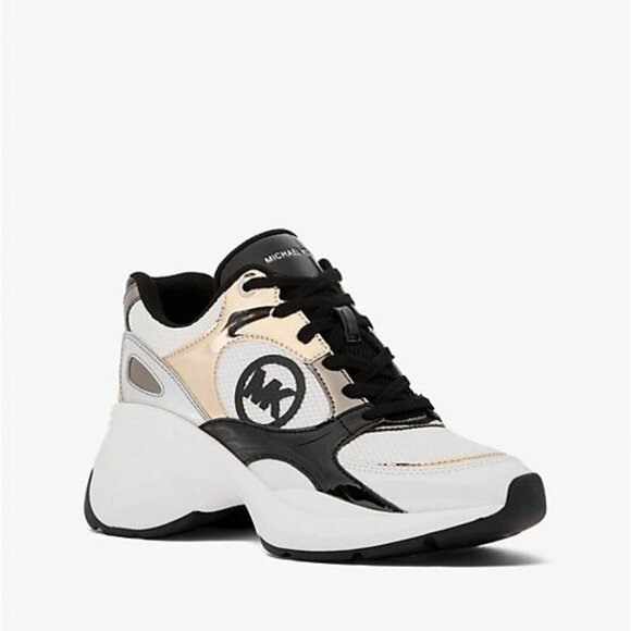 Michael Kors Zuma Women's US 8 Metallic Mesh Leather Trainer Shoes 43F4ZUFS2D - Picture 6 of 6